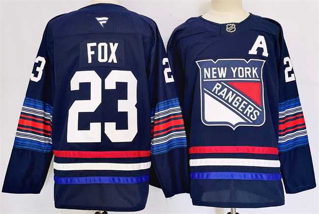 Mens New York Rangers #23 Adam Fox Navy 2024-25 Stitched Jersey